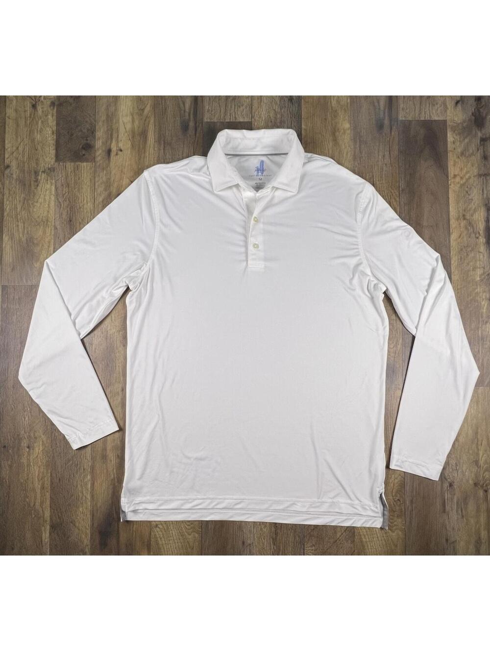 johnnie-O Swing Long Sleeve Featherweight Polo White Medium Sleeve Logo